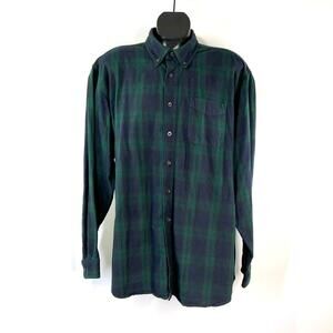 L.L. Bean Flannel Plaid Shirt Blackwatch Tartan Cotton Button Down Preppy